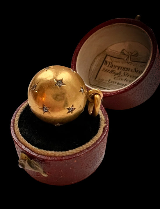 VICTORIAN 18CT GOLD & DIAMOND ORB PENDANT