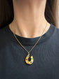 VICTORIAN 18CT GOLD & MULTICOLOUR PASTE HORSESHOE PENDANT