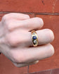 ANTIQUE SAPPHIRE & DIAMOND FLUSH SET RING