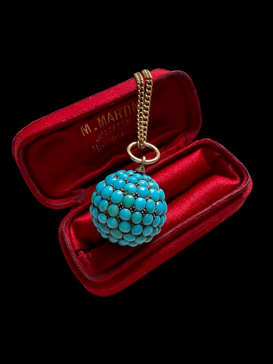 VICTORIAN PAVÉ TURQUOISE SPHERE PENDANT