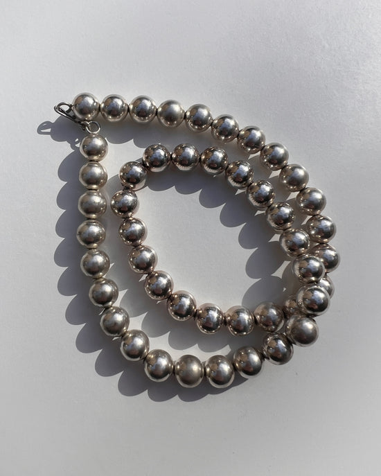 VICTORIAN LARGE SCALE SILVER BEAD NECKLACE