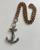 VICTORIAN MALACHITE & SILVER ANCHOR PENDANT