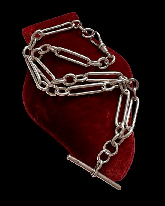 ANTIQUE SILVER PAPERCLIP ALBERT CHAIN