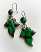 VICTORIAN MALACHITE & SILVER IVY LEAF EARRINGS