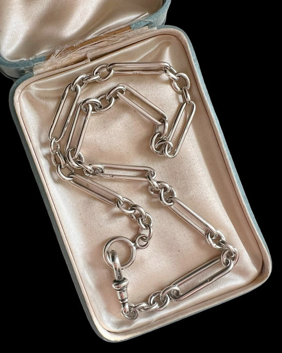 ANTIQUE SILVER PAPERCLIP ALBERT CHAIN