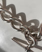 HUGE VICTORIAN TWIST OPEN CURB SILVER ALBERT CHAIN