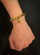 GEORGIAN 15CT GOLD BRACELET WITH A GEM SET HAND, SNAKE & HEART CLASP