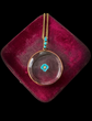VICTORIAN GLASS LOCKET WITH PANSY FLOWER CENTRE & TURQUOISE BAIL