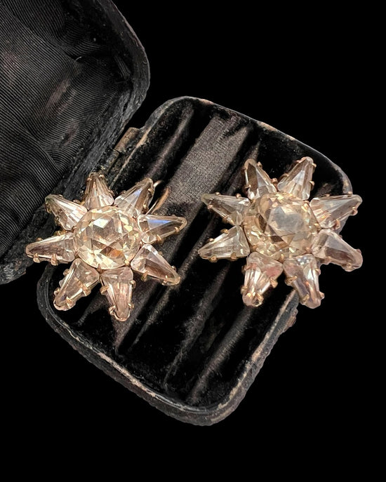 19TH CENTURY FACETED PASTE STAR EARRINGS