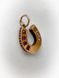 VICTORIAN RUBY & DIAMOND 15CT GOLD HORSESHOE PENDANT