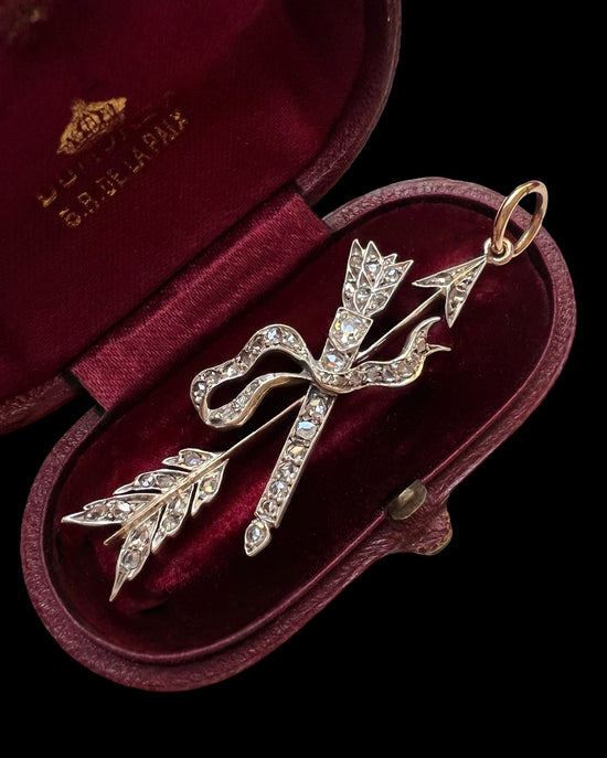 VICTORIAN DIAMOND ARROW & QUIVER PENDANT
