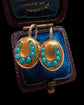 VICTORIAN 15CT GOLD & TURQUOISE HORSESHOE EARRINGS