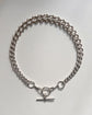 ANTIQUE SUPER CHUNKY SILVER CURB WITH DETACHABLE T-BAR