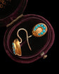 VICTORIAN 15CT GOLD & TURQUOISE HORSESHOE EARRINGS