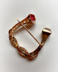 19TH CENTURY DIAMOND & RUBY DOUBLE HORSESHOE NAIL BROOCH