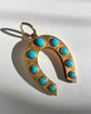 VICTORIAN 15CT GOLD & TURQUOISE HORSESHOE PENDANT