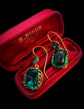 EARLY VICTORIAN GREEN PASTE DOUBLE DROP EARRINGS