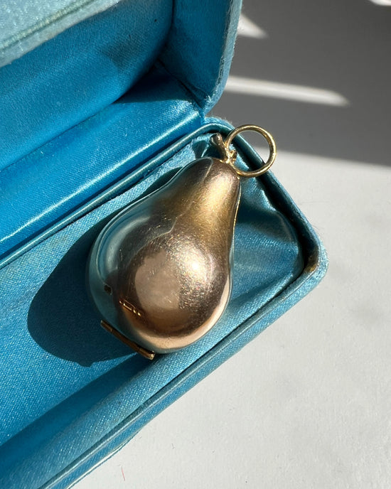 LARGE VINTAGE 9CT GOLD PEAR LOCKET PENDANT