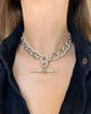 HUGE VICTORIAN TWIST OPEN CURB SILVER ALBERT CHAIN