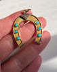LARGE 18CT GOLD TURQUOISE & DIAMOND HORSESHOE PENDANT