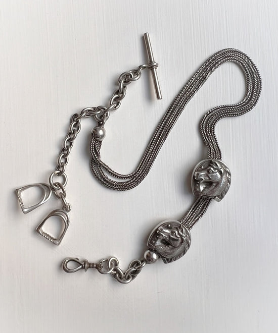 19TH CENTURY SILVER EQUESTRIAN ALBERTINA CHAIN