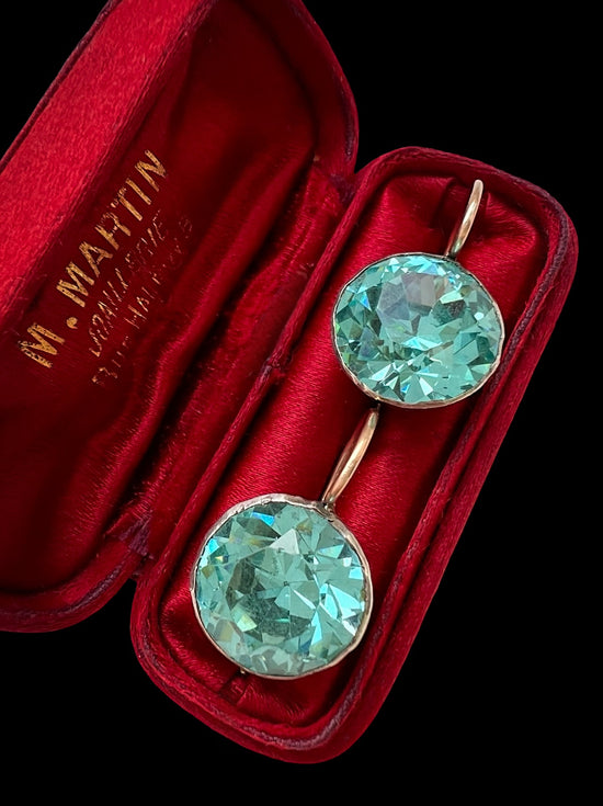 EARLY VICTORIAN TURQUOISE PASTE EARRINGS