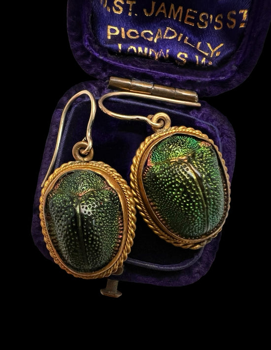 VICTORIAN SCARAB BEETLE EARRINGS