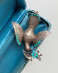 VICTORIAN SILVER & TURQUOISE DOVE PENDANT WITH ORIGINAL BOX