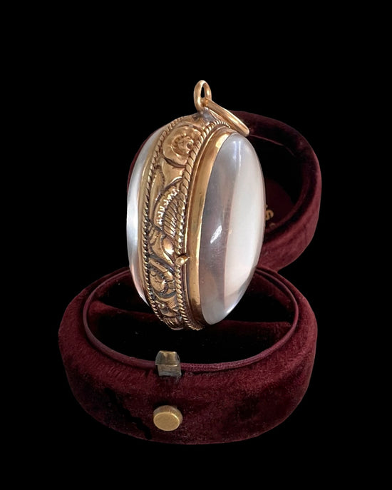VICTORIAN LARGE ROCK CRYSTAL & 15CT GOLD LOCKET
