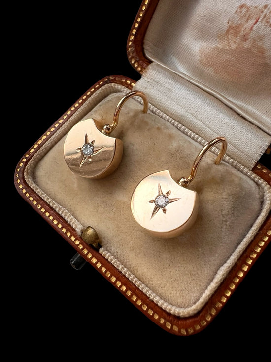 ANTIQUE DIAMOND & 15CT GOLD HORSESHOE EARRINGS