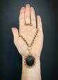 19TH CENTURY DIAMOND & BANDED AGATE SHELL PENDANT