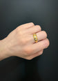 EDWARDIAN CHUNKY 18CT GOLD & DIAMOND GYPSY SET RING