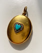 VICTORIAN 15CT GOLD LOCKET WITH TURQUOISE & DIAMOND HEART MOTIF