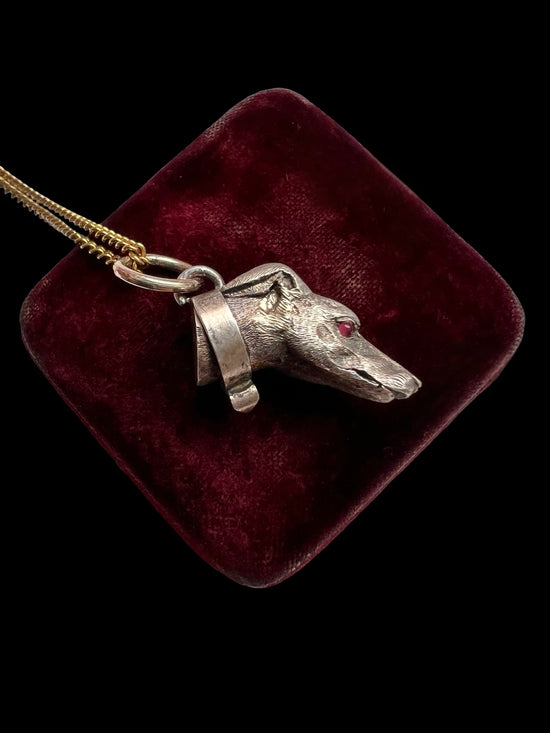 VICTORIAN SILVER DOG HEAD PENDANT