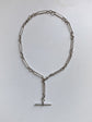 ANTIQUE SILVER PAPERCLIP ALBERT CHAIN WITH T-BAR