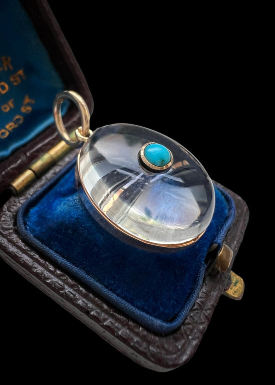 VICTORIAN ROCK CRYSTAL & TURQUOISE PENDANT