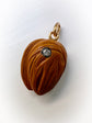LATE VICTORIAN AGATE AND DIAMOND NUT PENDANT
