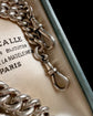HEAVY ANTIQUE SILVER CURB ALBERT CHAIN WITH TBAR
