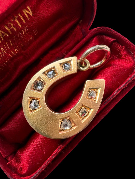 VICTORIAN DIAMOND & 15CT GOLD HORSESHOE PENDANT