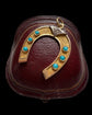 LARGE 18CT GOLD TURQUOISE & DIAMOND HORSESHOE PENDANT