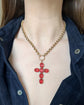 GEORGIAN LARGE PINK PASTE CROSS PENDANT