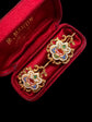 EARLY 19TH CENTURY 18CT GOLD ENAMEL EARRINGS AND BROOCH DEMI PARURE
