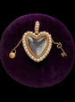EARLY 19TH CENTURY PEARL & ROCK CRYSTAL HEART LOCKET WITH PADLOCK & KEY