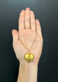 19TH CENTURY LARGE 18CT GOLD PUFFY HEART PENDANT