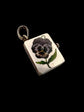 VICTORIAN ENAMEL PANSEY SILVER BOOK PENDANT