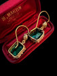 EARLY VICTORIAN GREEN PASTE DOUBLE DROP EARRINGS