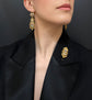 EARLY 19TH CENTURY 18CT GOLD ENAMEL EARRINGS AND BROOCH DEMI PARURE