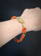 GEORGIAN CORAL & 18CT GOLD CHAIN BRACELET