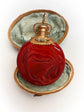EARLY 19TH CENTURY FRENCH MARBLE GLASS & GOLD SCENT BOTTLE PENDANT