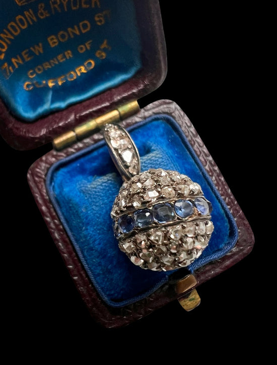 19TH CENTURY DIAMOND & SAPPHIRE ORB PENDANT